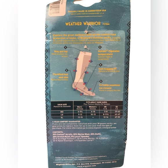 Wigwam Socks Crew All Terrain Hiker Beige Medium Men 5-9.5 or Ladies 6-10 Unisex - Picture 3 of 3